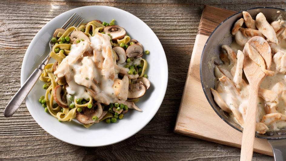 Tagliatelle met kipreepjes in roomsaus