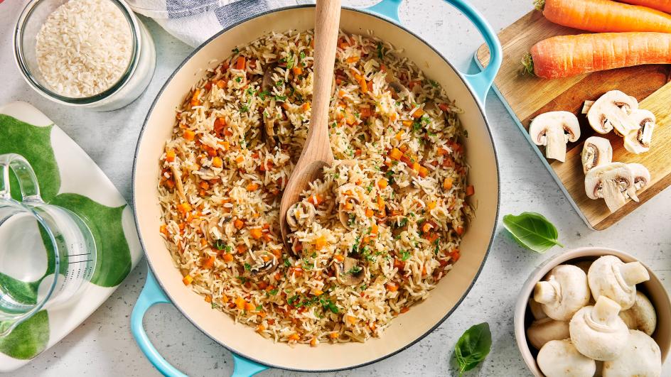 Pilaf met  champignon en wortel