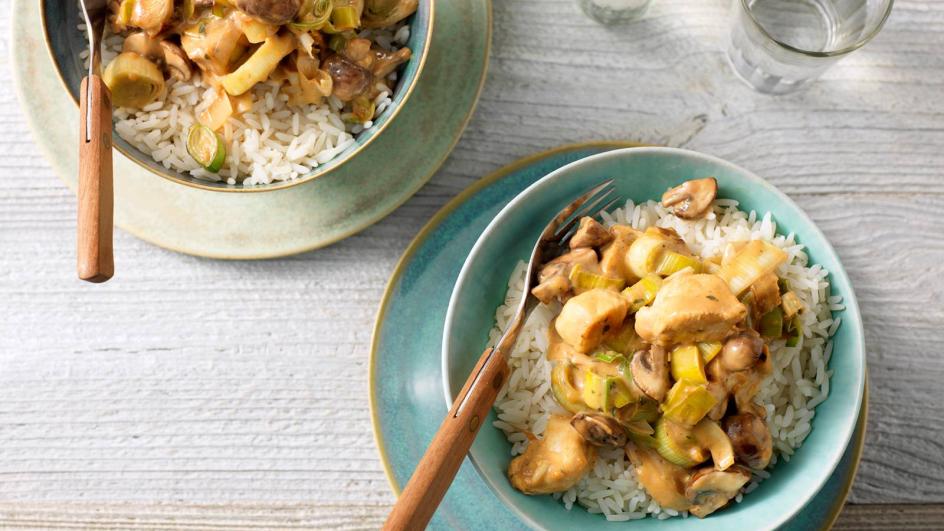 Recept voor kip met rijst en champignons