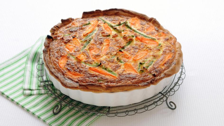 Quiche met wortel en sperziebonen