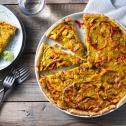 Quiche met kip, prei, paprika en ui