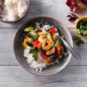 Thaise groene curry met broccoli en garnalen