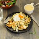 Recept voor een pastasalade met asperges, linzen en ei