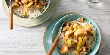 Recept voor kip met rijst en champignons