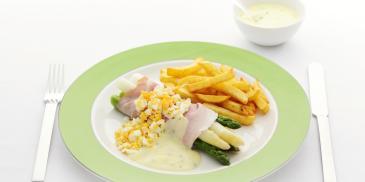 Klassieke asperges met ovenfriet