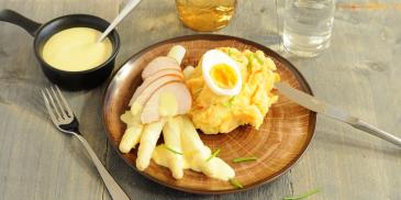 Asperge recept met kip en een stamppot van zoete aardappel