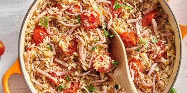 Pilaf met cherrytomaatjes en ham