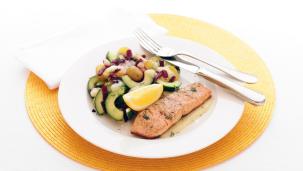 Zalm met rode biet en krieltjes