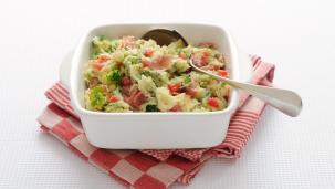 Broccolistamppot met rauwe ham